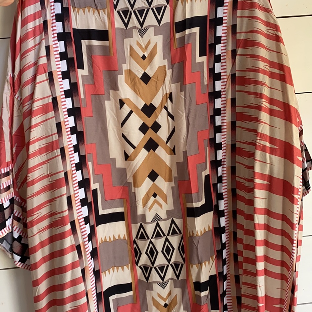 SOLD OUT Tribal Ethnic Boho Self Tie Kimono Duster Robe - Picture 7 of 9